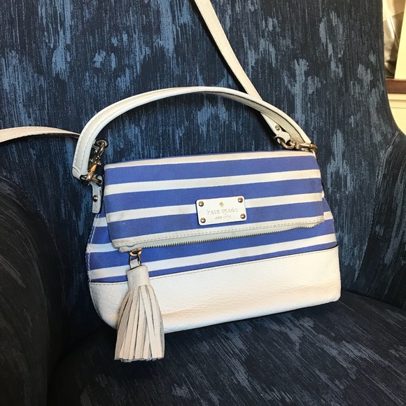 kate spade Bags Kate Spade Blue White Stripe Purse Poshmark